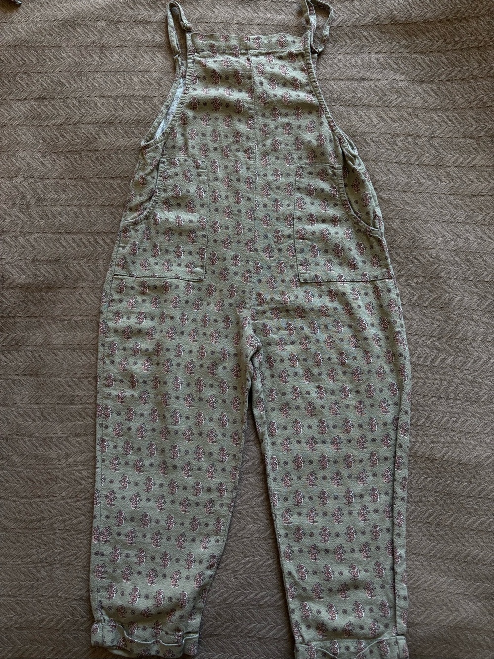 Rylee + Cru Sage Green Floral Overalls Jumpsuit